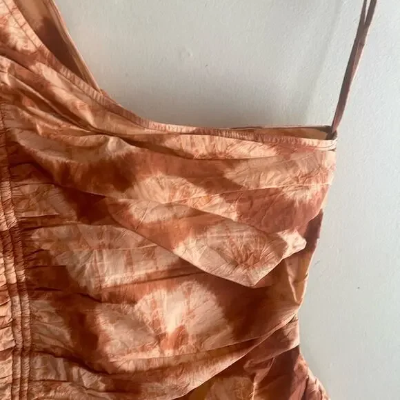 ULLA JOHNSON Senta One-Shoulder Tie Dye Stripe Cotton Top Sequoia - Picture 3 of 16